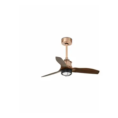 JUST FAN XS LED, měď/dřevo, stropní ventilátor 81cm - FARO