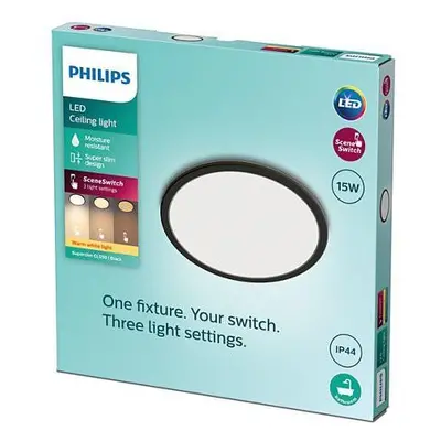 LED Koupelnové svítidlo Philips Superslim CL550 8719514327207 15W 1300lm 2700K IP44 25cm černé, 