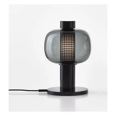 Stolní lampa BONBORI SMALL 418mm šedá kouřová transparentní / černý matný komaxit / kabel černý 