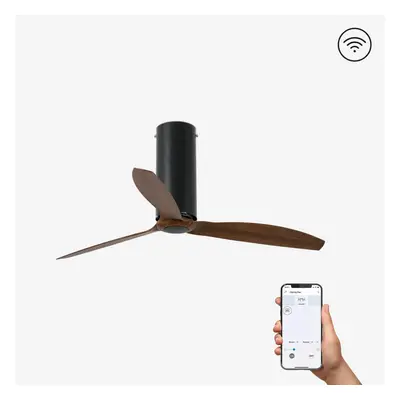 TUBE FAN, černá/dřevo, stropní ventilátor s DC motorem SMART - FARO