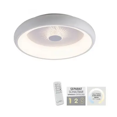 VERTIGO LED stropní svítidlo bílé šedá 50x50 kruhové křišťálový efekt stmívatelné CCT 2700-5000K