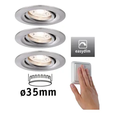 LED vestavné svítidlo Nova mini Plus EasyDim výklopné 3x4,2W 2.700K kov kartáčovaný 230V - PAULM