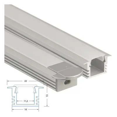 AKCE - Vestavný hliníkový profil VL, 22x13 mm, matný difuzor, komplet, 1 m