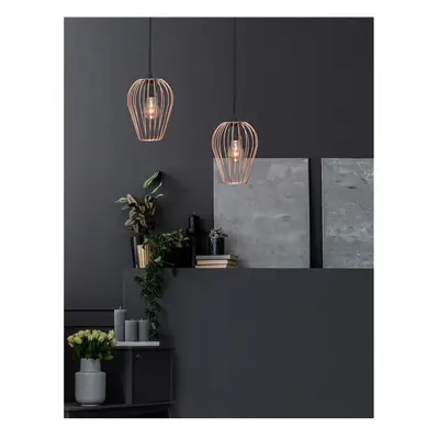 Závěsné svítidlo SAGE kov, růžová zlatá a černý kabel, E27 1x12W - NOVA LUCE