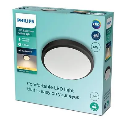 LED Koupelnové stropní svítidlo Philips Doris CL257 8719514326583 6W 600lm 2700K IP44 22cm černé