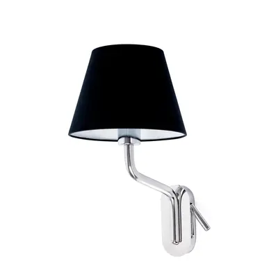 ETERNA levá chrom/černá nástěnná lampa se čtecí lampičkou - FARO