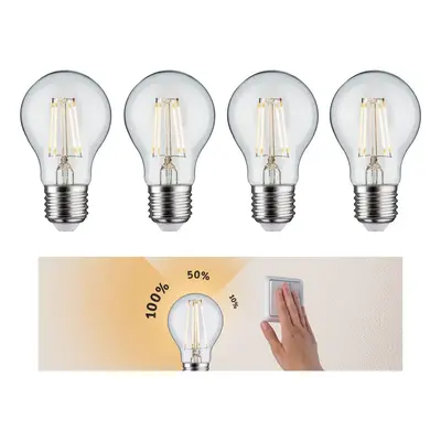 Set 3-krokové-stmívatelné LED žárovka E27 230V 4x5W 2700K stmívatelné čirá - PAULMANN