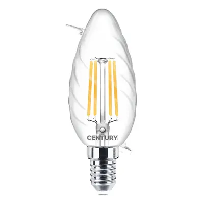 LED FILAMENT CANDLE kroucená ČIRÁ 6W E14 2700K 360d - CENTURY