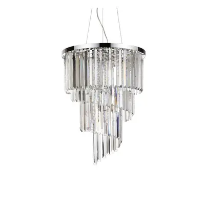 Závěsné svítidlo Ideal Lux Carlton SP12 cromo 166247 50cm chromové E14 12x40W - IDEALLUX