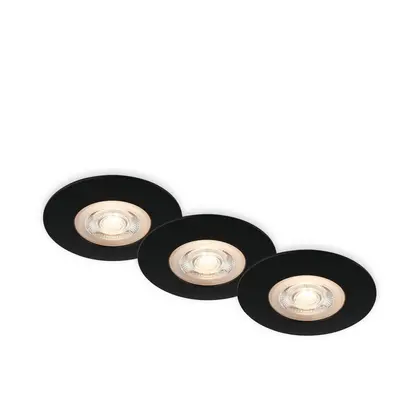 LED vestavná svítidla, pr.9 cm, 3x LED, 5 W, 480 lm, černá - BRILONER