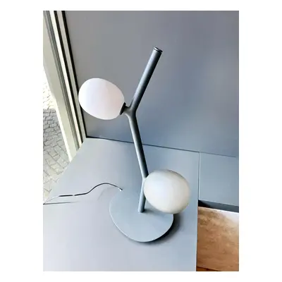 Stolní lampa IVY 2x 1,2W 91lm triplex opál / šedá kouřová / antracit černý kabel / stmívání - BR