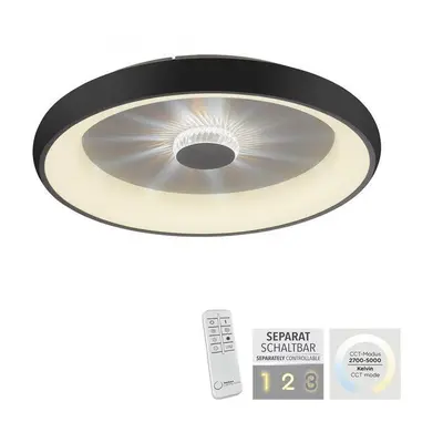 VERTIGO LED stropní svítidlo černá 61x61 kruhové křišťálový efekt stmívatelné CCT 2700-5000K - L