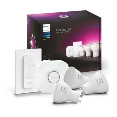 Hue Bluetooth LED White and Color Ambiance základní sada 3xLED žárovka GU10 + Dimmer Switch + Br