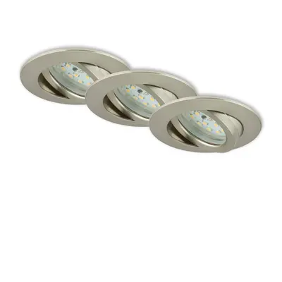 3ks sada LED vestavné svítidlo, pr. 8,2 cm, 6,5 W, matný nikl - BRILONER