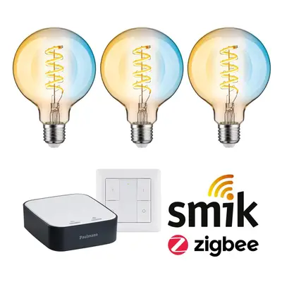 Startovací sada Zigbee 3.0 Smart Home smik Gateway + LED žárovka Filament G95 měnitelná bílá + v