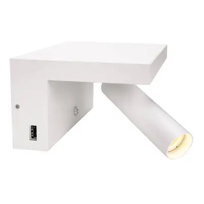 KARPO Bedside LED přisazené svítidlo bílé 3000K 390lm 6,6W s USB - BIG WHITE (SLV)