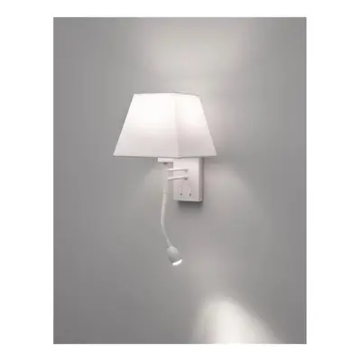 Nástěnné svítidlo VALENCIA bílý hliník bílé stínidlo E27 1x40W LED 3W čtecí lampička / vypínač n