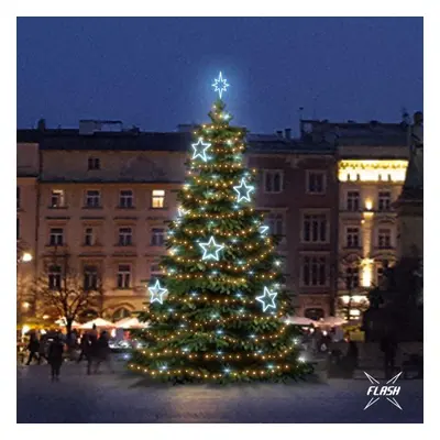 LED světelná sada na stromy vysoké 9-11m, teplá bílá s Flash, ledové dekory 8EFD13