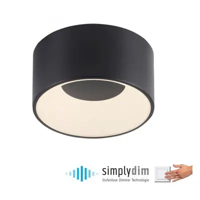 TANIKA LED stropní svítidlo černé průměr 16cm stmívatelné SimplyDim 3000K - JUST LIGHT