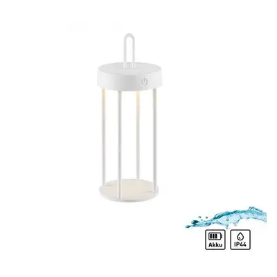 ANSELM LED stolní lampa na baterie bílá 28cm dotykový stmívač IP44 zahradní svítidlo 2700K - JUS