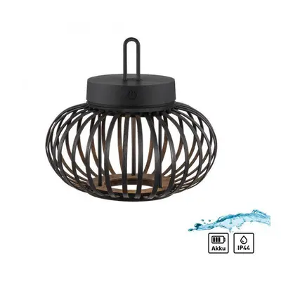 AKUBA LED stolní lampa průměr 25cm černá na baterie USB IP44 stmívatelné dotykem 2700K - JUST LI