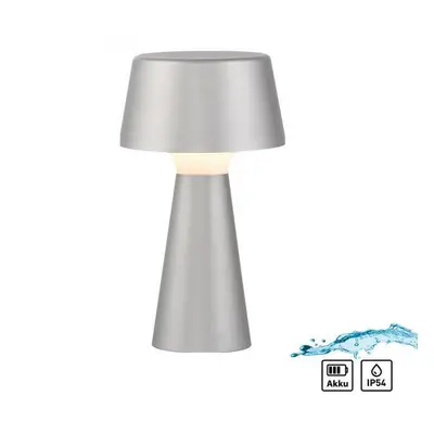 ABERA LED stolní lampa na baterie stříbrná dotykový stmívač IP54 USB vnitřní i venkovní použití 