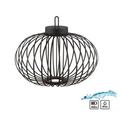 AKUBA LED stolní lampa průměr 46cm černá na baterie USB IP44 stmívatelné dotykem 2700K - JUST LI