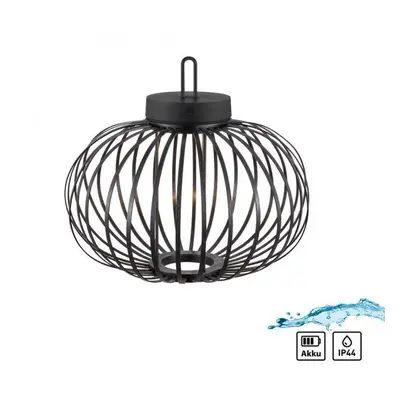 AKUBA LED stolní lampa průměr 36cm černá na baterie USB IP44 stmívatelné dotykem 2700K - JUST LI