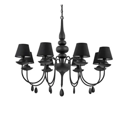 Závěsné svítidlo Ideal Lux Blanche SP8 nero 111896 černé 92cm 8x40W - IDEALLUX