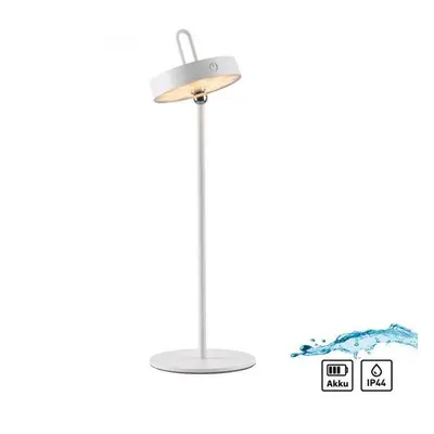 AMAG LED stolní lampa bílá na baterie dotykový stmívač ochrana proti stříkající vodě USB 2700K -