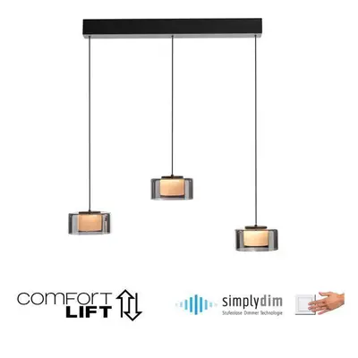 Závěsné svítidlo LED RIKA černé nastavitelná výška Comfort Lift SimplyDim 3000K - PAUL NEUHAUS