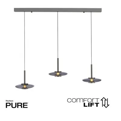 Závěsné svítidlo PURE Vitrum 3 ramenné šedá Comfort Lift 2700K - PAUL NEUHAUS