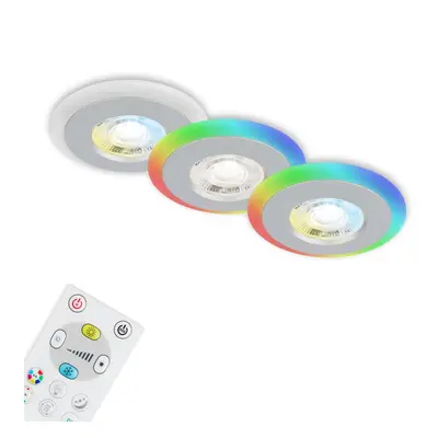 LED vestavná svítidla sada, pr.8,4 cm, 3x LED, 5 W, 460 lm, matný chrom - BRILONER