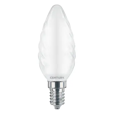 LED FILAMENT CANDLE kroucená SATÉN 6W E14 6000K 360d - CENTURY