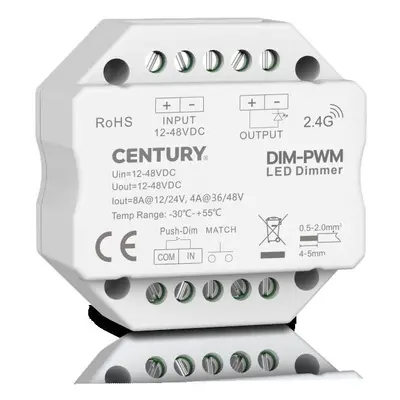 LED stmívač 12-48V DC PUSH DIM RF 192W - CENTURY