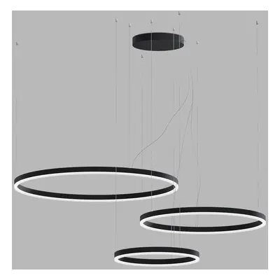 LED2 Závěsné svítidlo CIRCLE SET 3 P-Z, B TRIAC DIM 136W 3000K/4000K černá - LED2 Lighting