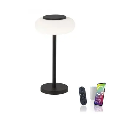 Q ETIENNE LED stolní lampa, Smart Home, černá, stmívatelná, kruhová ZigBee 2700-5000K - PAUL NEU