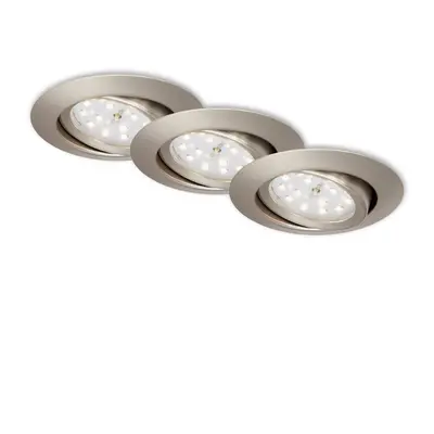 3ks sada LED vestavné svítidlo, pr. 8,2 cm, 3 W, matný nikl - BRILONER