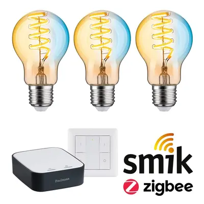 Startovací sada Zigbee 3.0 LED žárovka Filament E27 měnitelná bílá + Gateway smik + vypínač - PA