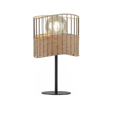 REED Stolní lampa černý kov / dřevo v rustikálním designu - LEUCHTEN DIREKT / JUST LIGHT