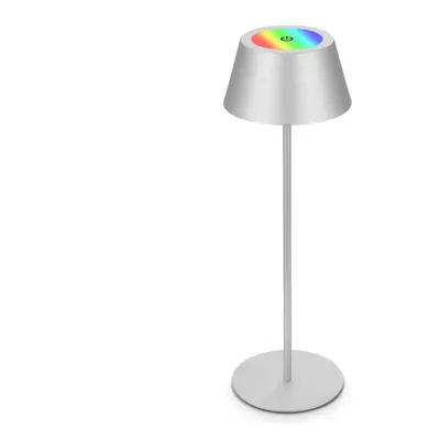 LED RGB nabíjecí stolní lampa 38 cm 2W 200lm chrom - BRILO