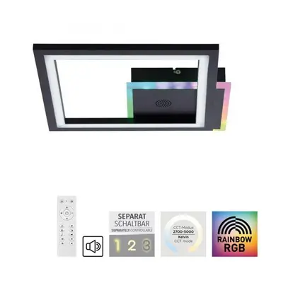 LED stropní svítidlo reproduktor Bluetooth černá Rainbow RGB 2700-5000K - JUST LIGHT