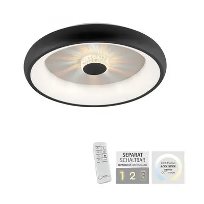 VERTIGO LED stropní svítidlo černá 50x50 kruhové křišťálový efekt stmívatelné CCT 2700-5000K - L