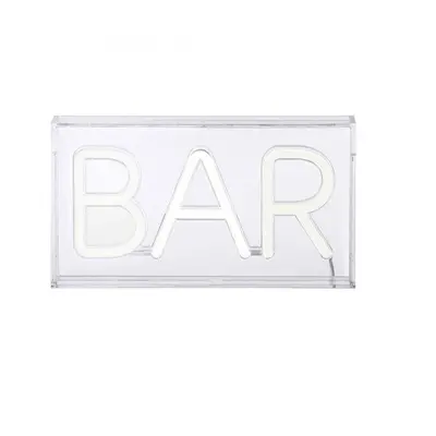 NEON-BAR LED nástěnné svítidlo bílé nápis BAR, USB, dekorační šňůrový vypínač - LEUCHTEN DIREKT 