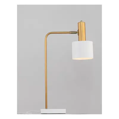 Stolní lampa PAZ zlatý kov bílé kovové stínidlo bílá základna E27 1x12W 230V IP20 bez žárovky - 