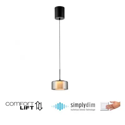 Závěsné svítidlo LED RIKA 1 ramenné černá nastavitelná výška Comfort Lift SimplyDim 3000K - PAUL