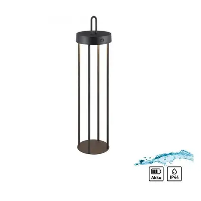 ANSELM LED stolní lampa na baterie černá 50cm dotykový stmívač IP44 zahradní svítidlo 2700K - JU