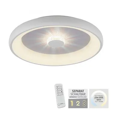 VERTIGO LED stropní svítidlo bílé 61x61 kruhové křišťálový efekt stmívatelné CCT 2700-5000K - LE