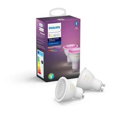 Hue Bluetooth 2x žárovka LED GU10 5,7W 350lm 2000-6500K, 16.mil.barev - PHILIPS (929001953102)