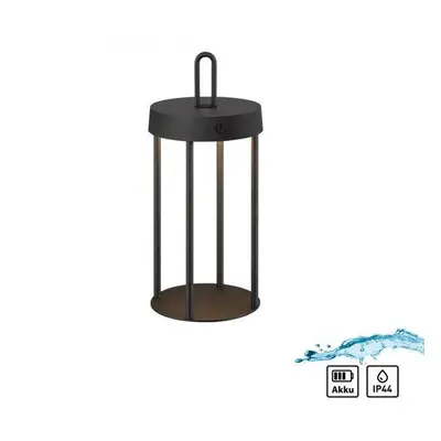 ANSELM LED stolní lampa na baterie černá 28cm dotykový stmívač IP44 zahradní svítidlo 2700K - JU